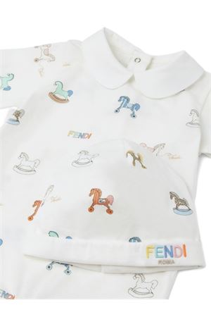 tutina in cotone bianco FENDI KIDS | BUK156AVW8F0ZA0